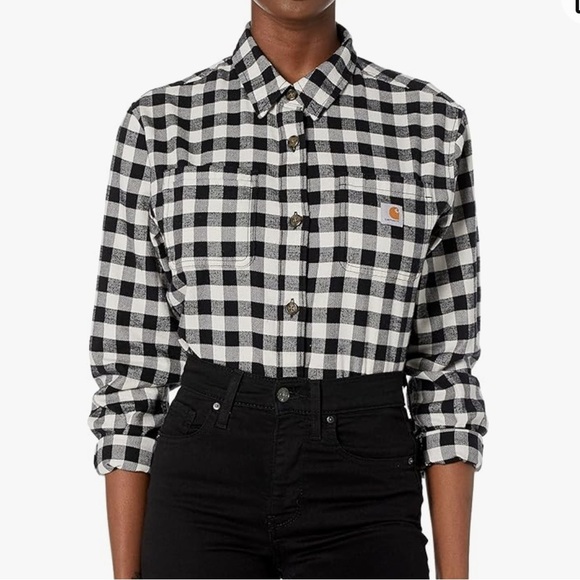 Carhartt Women's Rugged Flex Loose Fit Midweight Flannel Long-Sleeve Plaid Shirt - Picture 1 of 6